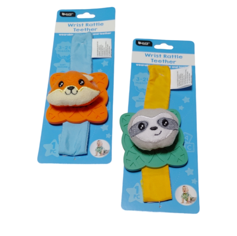 Wrist Rattles™ Raccoon & Fox rattle/teethers